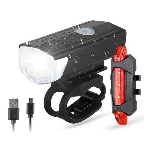 Bike LED Headlight and Taillight set- Waterproof, Rechargeable USB Charging, Adjustable brightness