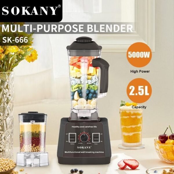 Sokany 5000Watts- 2 In 1 Heavy Duty Commercial Juicer Blender With Grinder 2.5LTRS